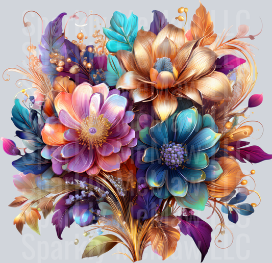 jewel tone floral clipart (141) UV DTF Decal