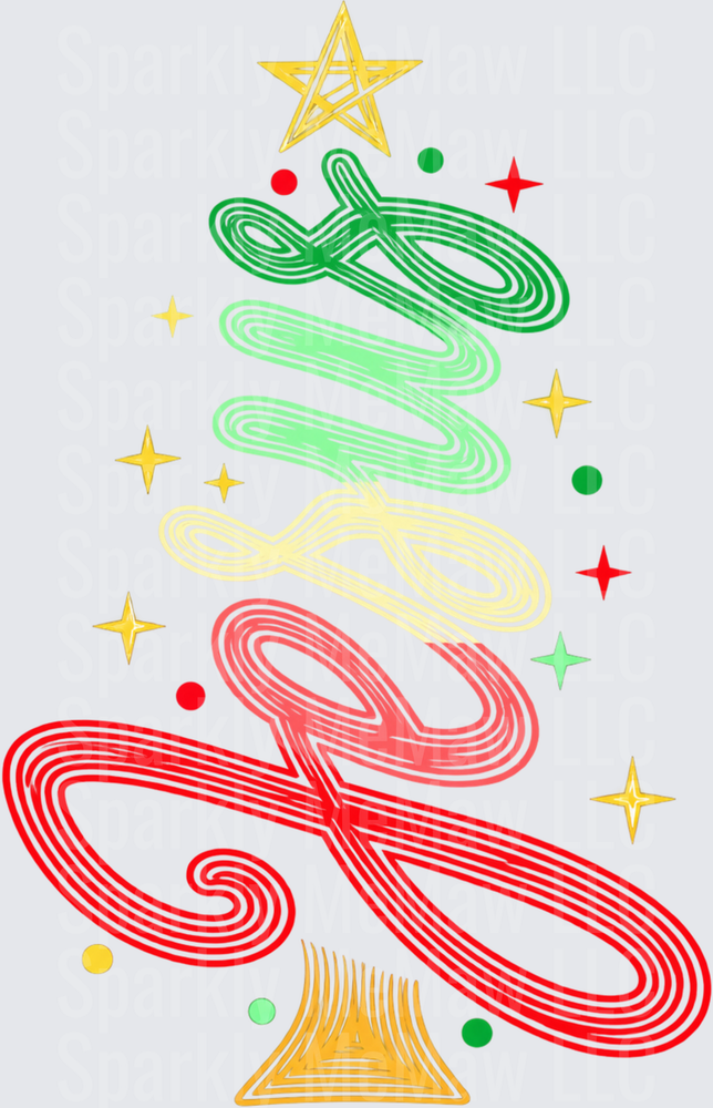 Swirly Christmas Tree UV DTF Decal