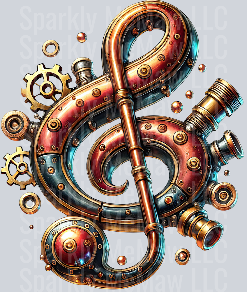 Musical Steampunk UV DTF Clip art Decal 26