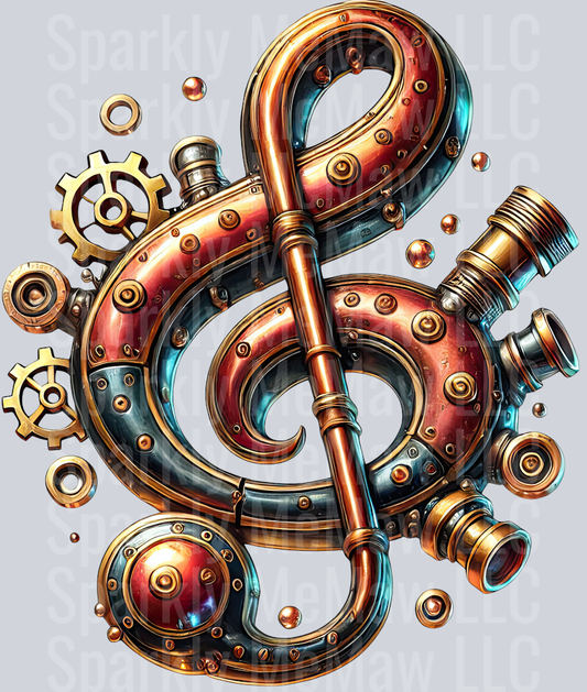 Musical Steampunk UV DTF Clip art Decal 26