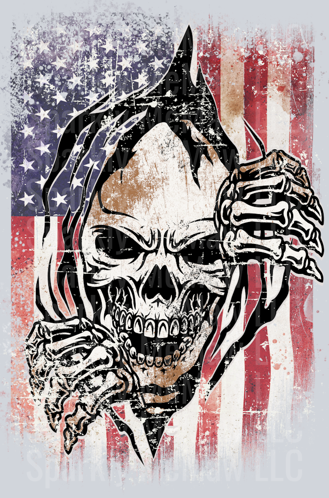 Distressed Skull Flag UV DTF Decal