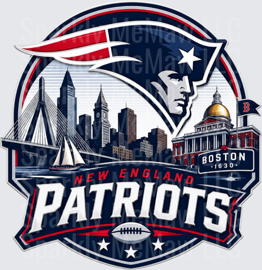 New England Patriots Boston Skyline UV DTF Decal