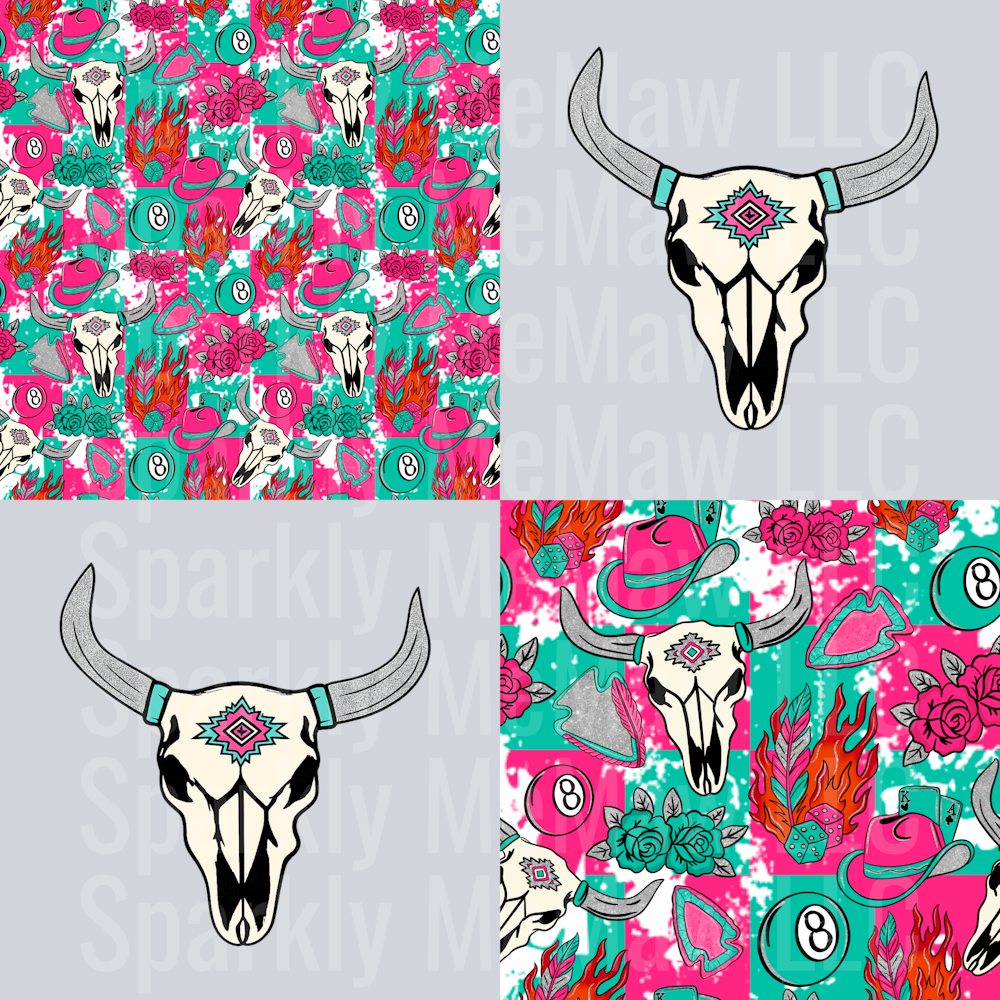 Neon Western 10x10 UV DTF Mixed Media Element Sheet