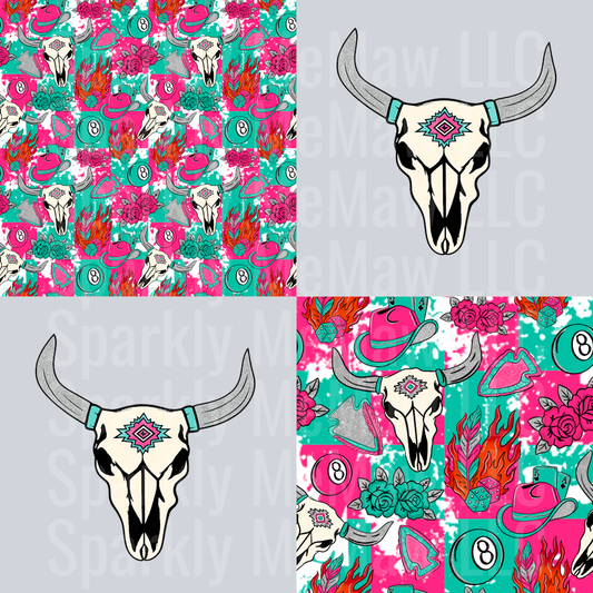 Neon Western 10x10 UV DTF Mixed Media Element Sheet
