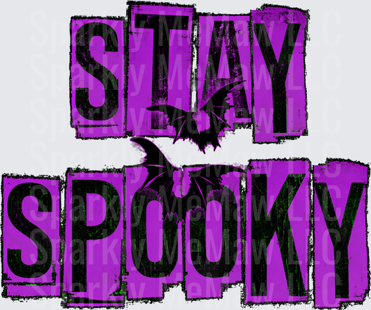 Stay Spooky Purple Grunge Halloween Bats uv dtf decal