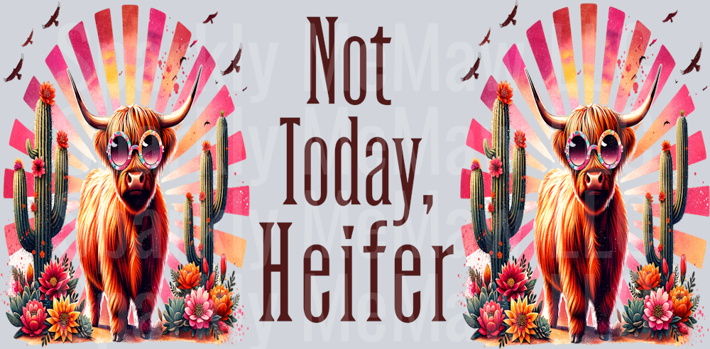 Not Today Heifer Highland Cow 16 oz Glass Tumbler Wrap-3