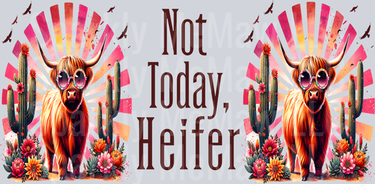 Not Today Heifer Highland Cow 16 oz Glass Tumbler Wrap-3
