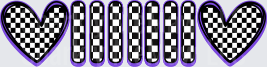Checkered Flag Racing Hearts and QUEEN Text UV DTF Decal