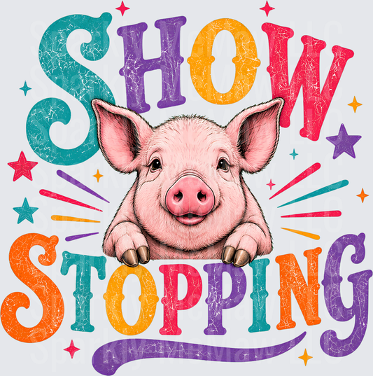 Show Stopping Cute Pig Colorful Retro Distressed uv dtf decal