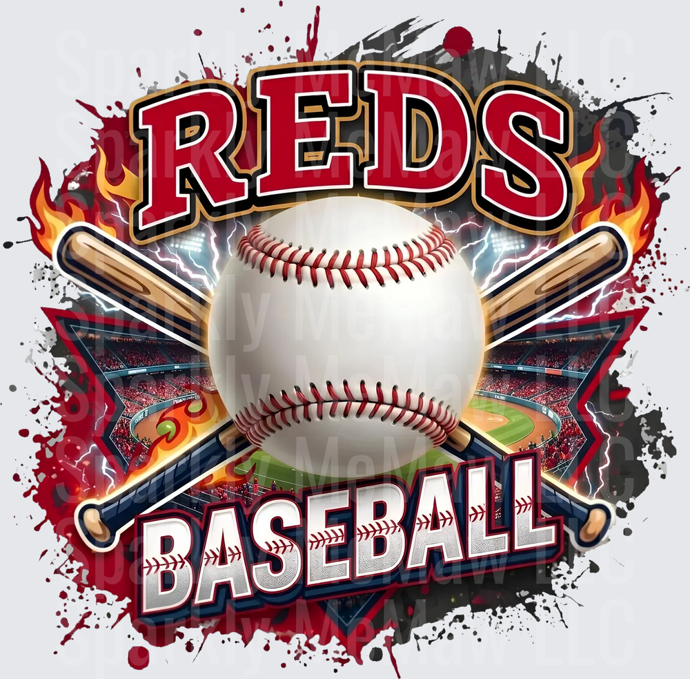 Reds Baseball Fire Lightning UV Decal