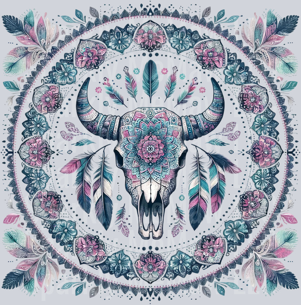 bull skull mandala 2 Clip Art UV DTF Decal