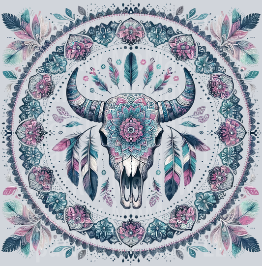 bull skull mandala 2 Clip Art UV DTF Decal