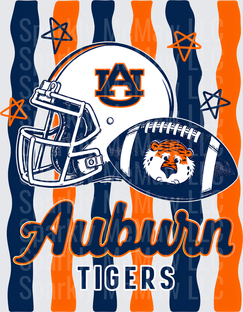 Auburn Tigers Football Helmet UV DTF Decal