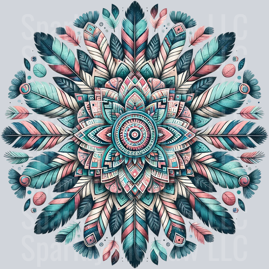 feathers mandala 7 Clip Art UV DTF Decal