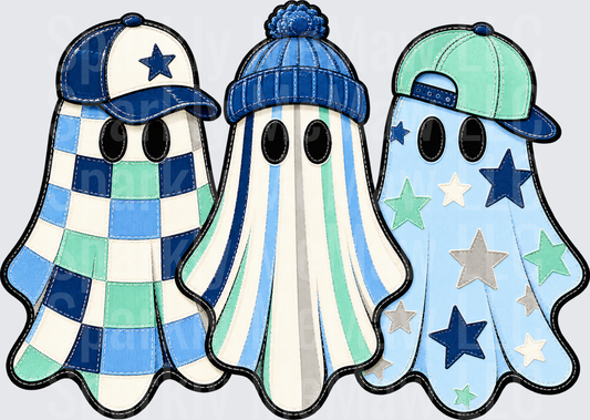 Three Cute Blue Ghost Trio UV DTF Decal
