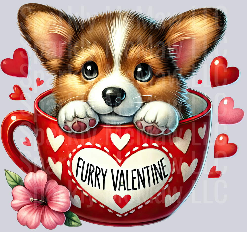 Valentines Cup Puppy  3 UV DTF Decal