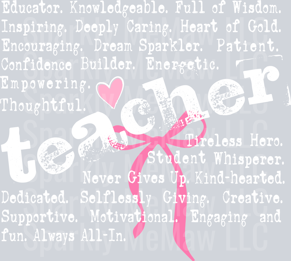 Teacher Words (Distressed White) DTF Transfer