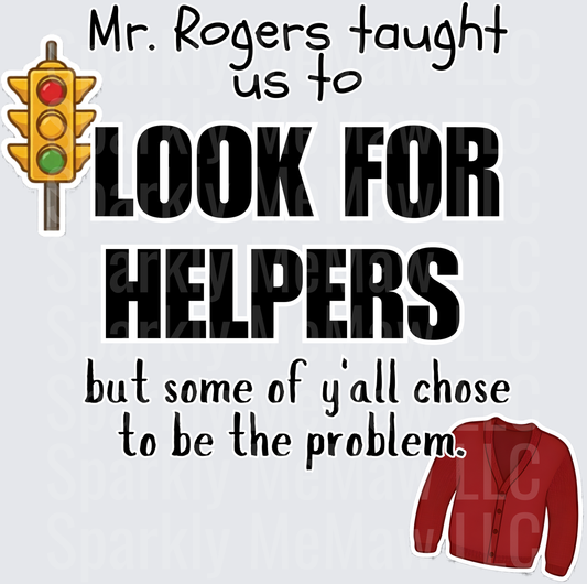 Mr Rogers Look for Helpers Traffic Light Red Cardigan Quote