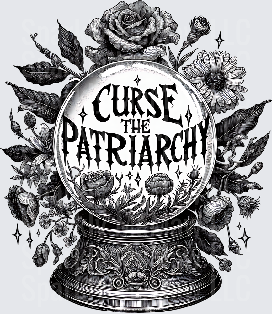 Curse The Patriarchy Crystal Ball with Gothic Roses UV DTF Decal