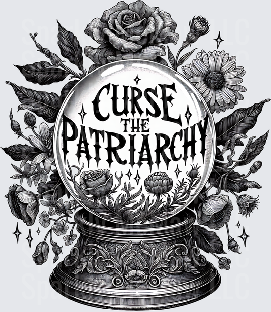 Curse The Patriarchy Crystal Ball with Gothic Roses UV DTF Decal