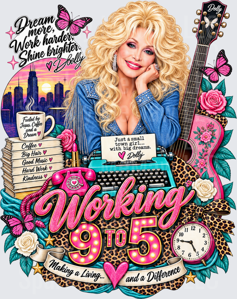 Dolly Parton Working 9 to 5 UV DTF Decal