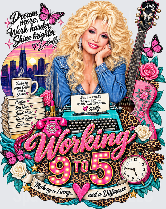 Dolly Parton Working 9 to 5 UV DTF Decal