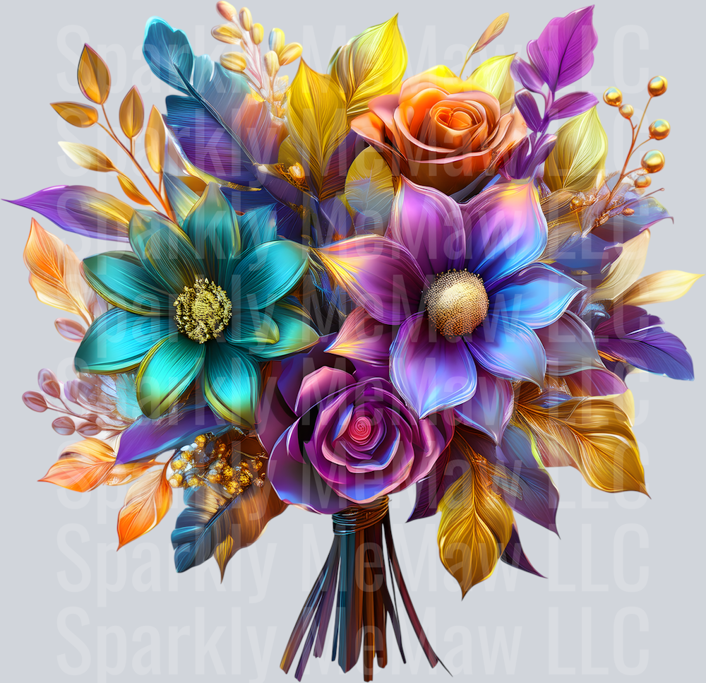 jewel tone floral clipart (45) UV DTF Decal