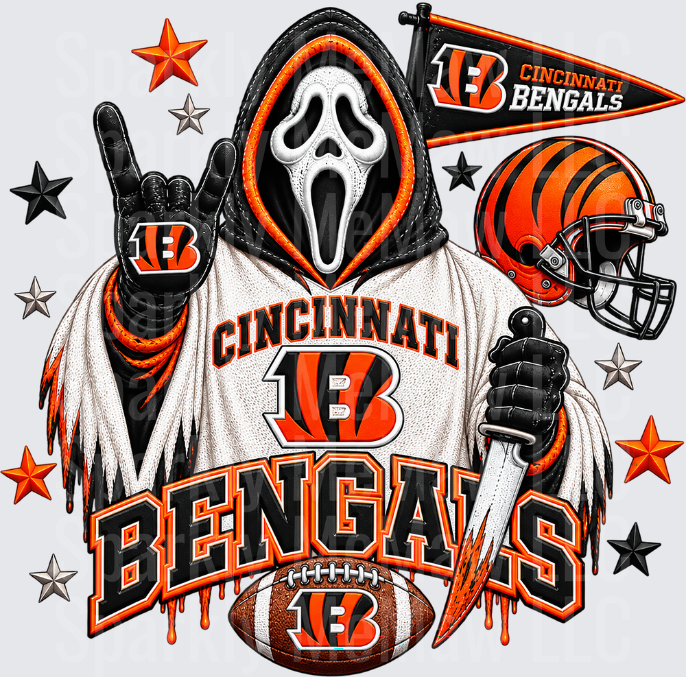 Bengals Ghostface Halloween Horror UV DTF Decal