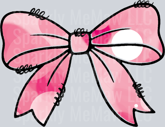 Pink Bow with Stitched Details UV DTF Decal
