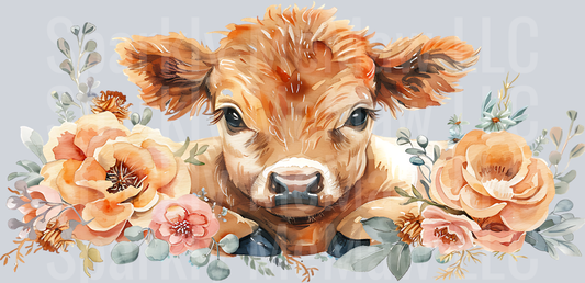 Highland Cow 16 oz Glass Tumbler Wrap-12