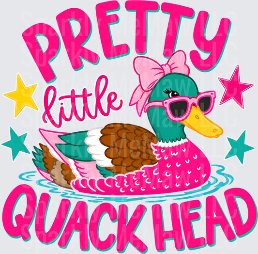 Pretty Little Quackhead Sassy Duck With Pink Bow And Sunglasses uv dtf decal