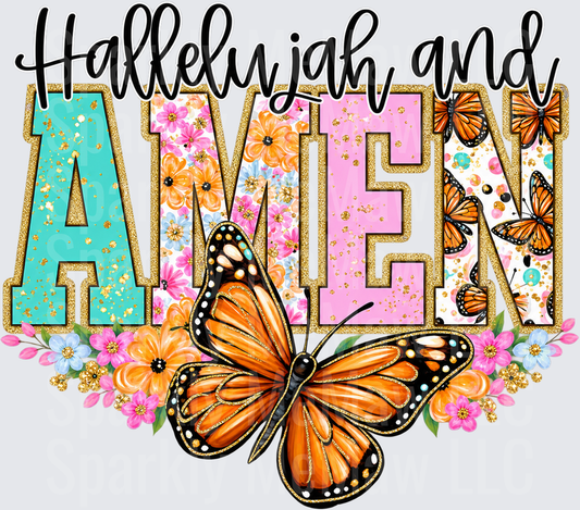 Hallelujah and Amen Butterfly Floral DTF Transfer for Fabrics