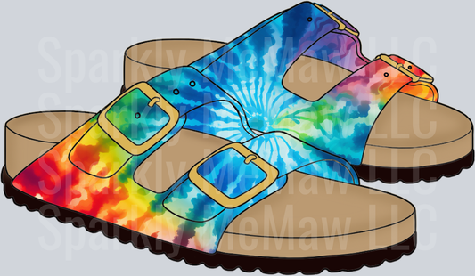 Tie Dye Rainbow Birkenstock Style Sandals UV DTF Decal