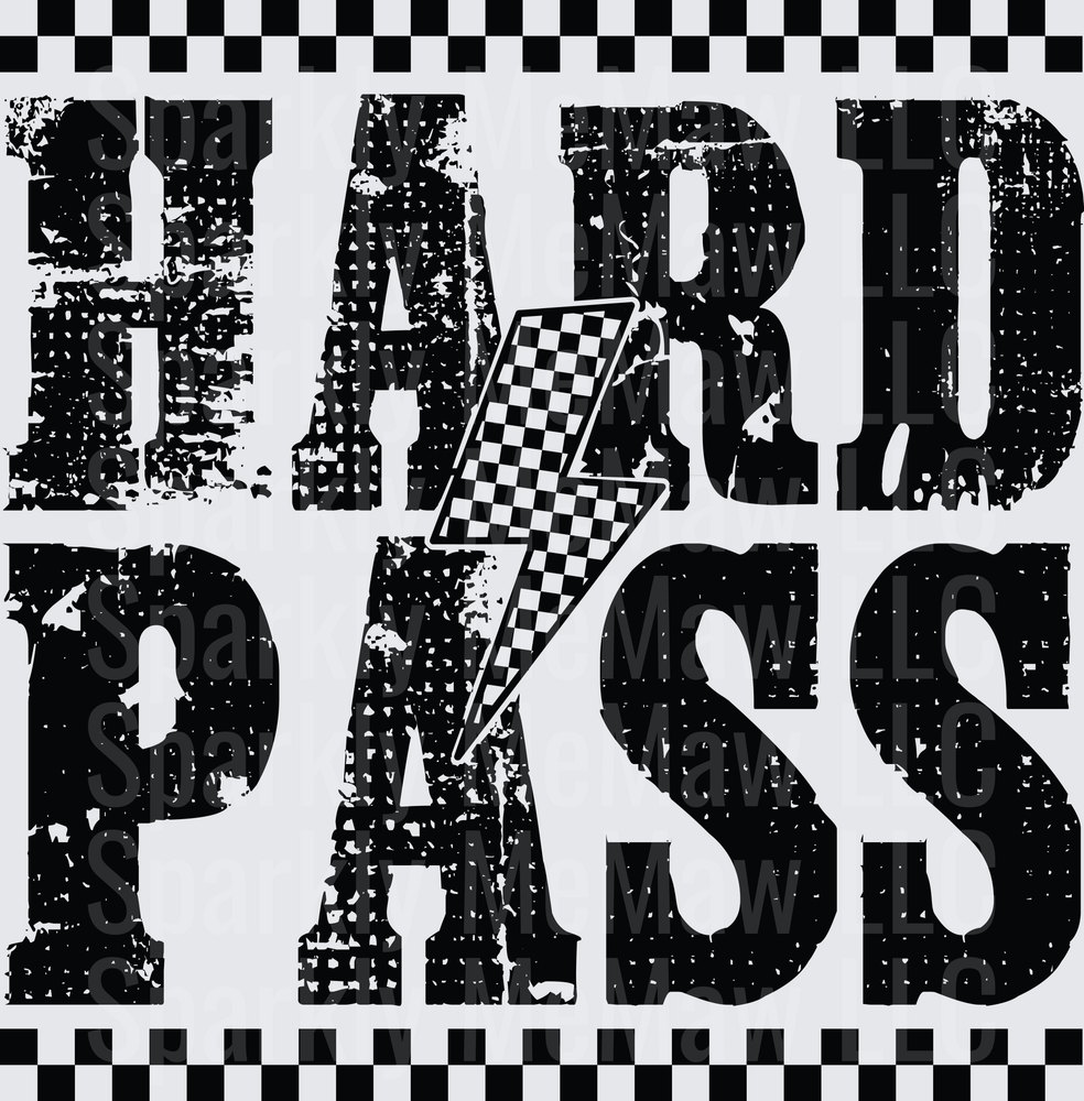 Hard Pass Racing Checkered Flag Lightning Bolt Design