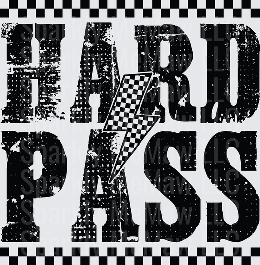Hard Pass Racing Checkered Flag Lightning Bolt Design