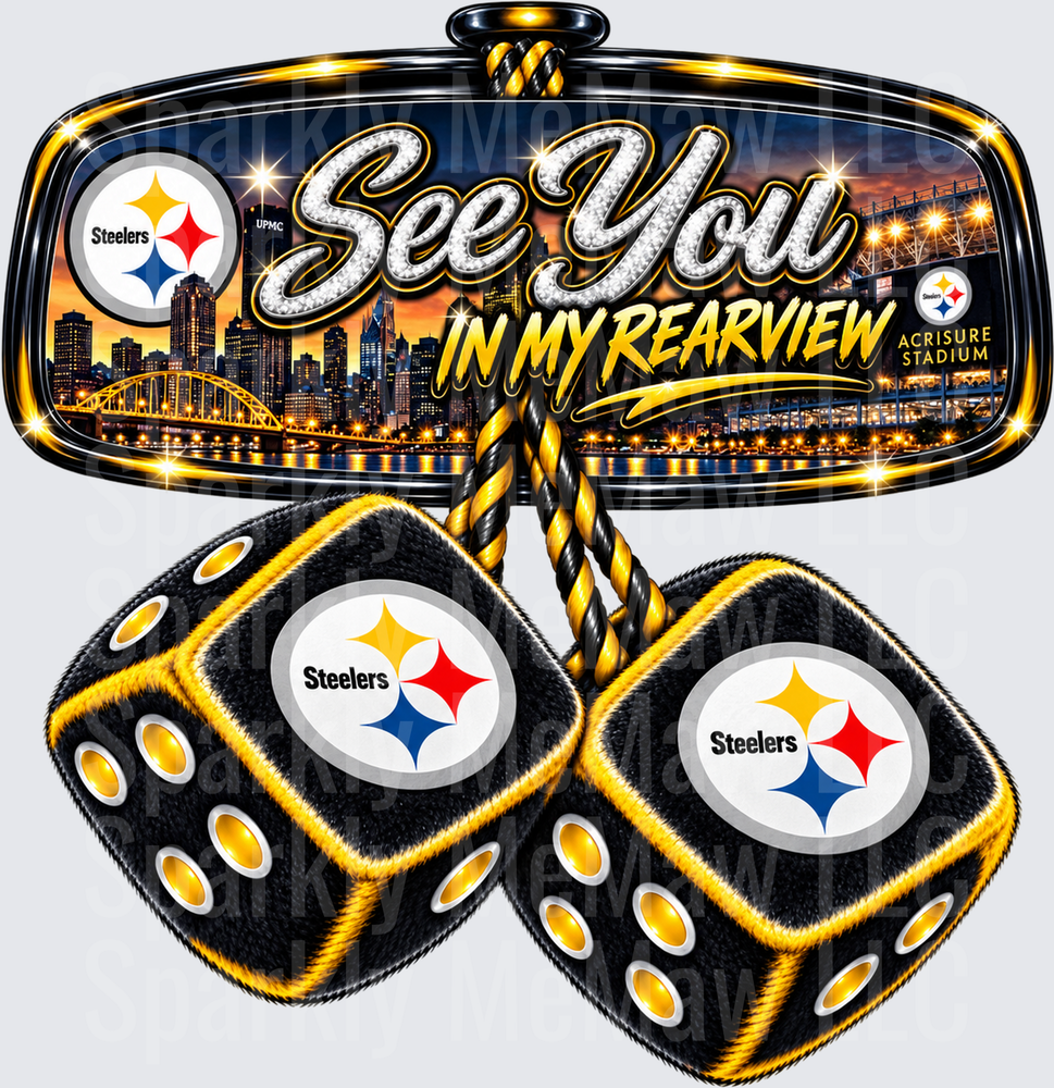 Pittsburgh Steelers Rearview Mirror Dice UV DTF Decal