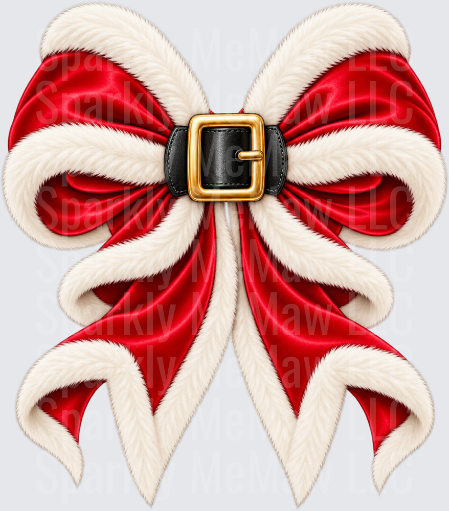 Red Santa Belt Buckle Bow UV DTF Decal