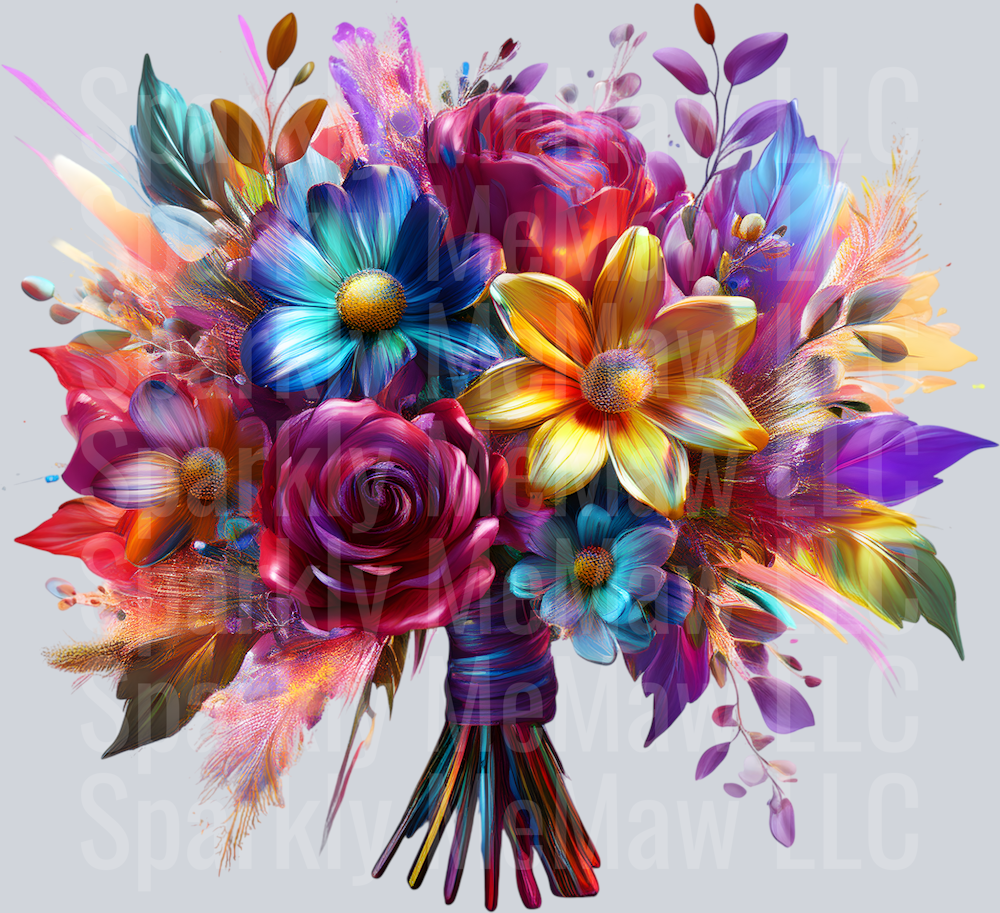 jewel tone floral clipart (41) UV DTF Decal