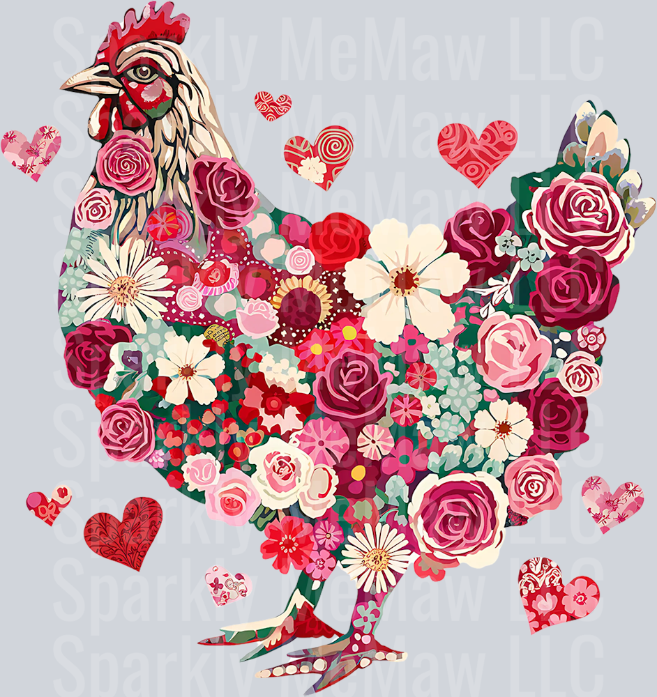 Floral Chicken  UV DTF Decal