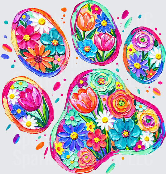 Floral Paw Print UV DTF Decal
