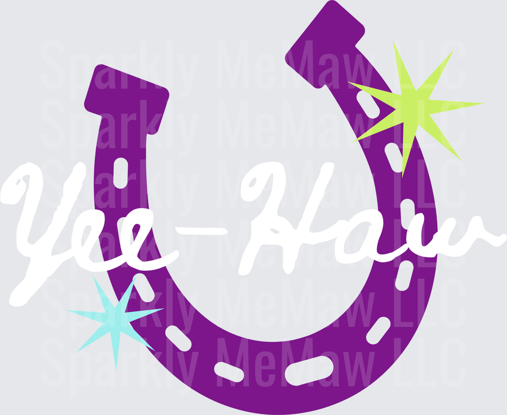 Purple Horseshoe with Colorful Stars DTF Transfer for Fabric