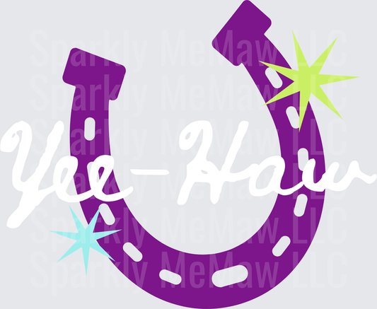 Purple Horseshoe with Colorful Stars DTF Transfer for Fabric