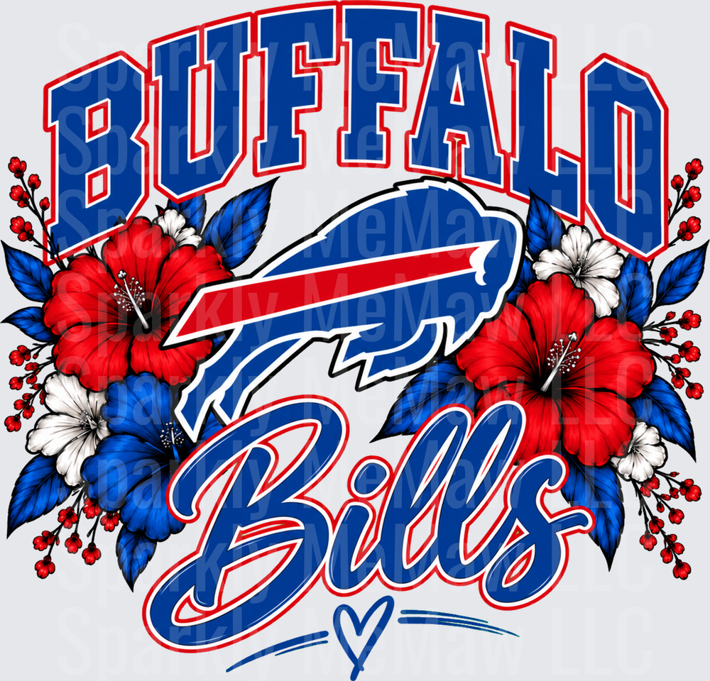 Buffalo Bills Floral Heart UV DTF Decal