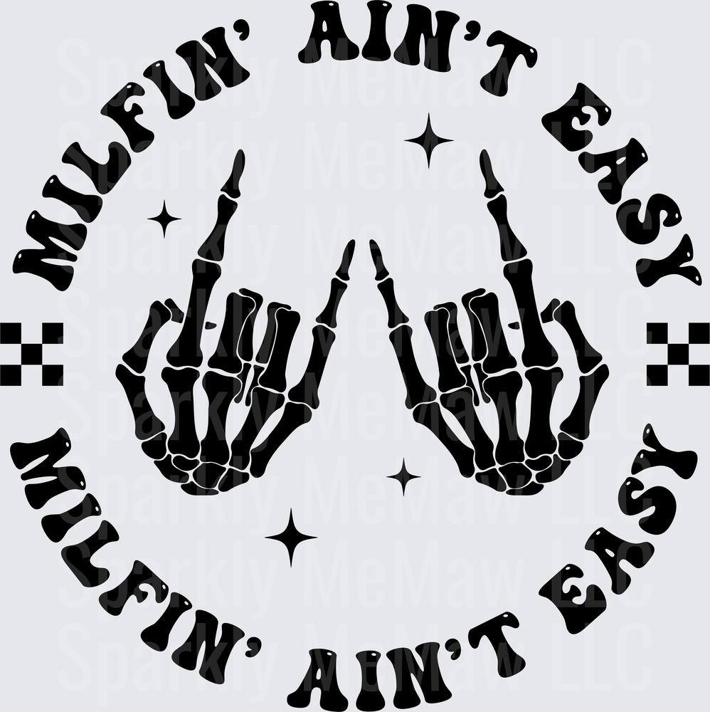 Melanin Ain't Easy Skeleton Hands Circle DTF Transfer for Fabric