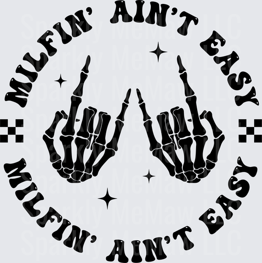 Melanin Ain't Easy Skeleton Hands Circle DTF Transfer for Fabric