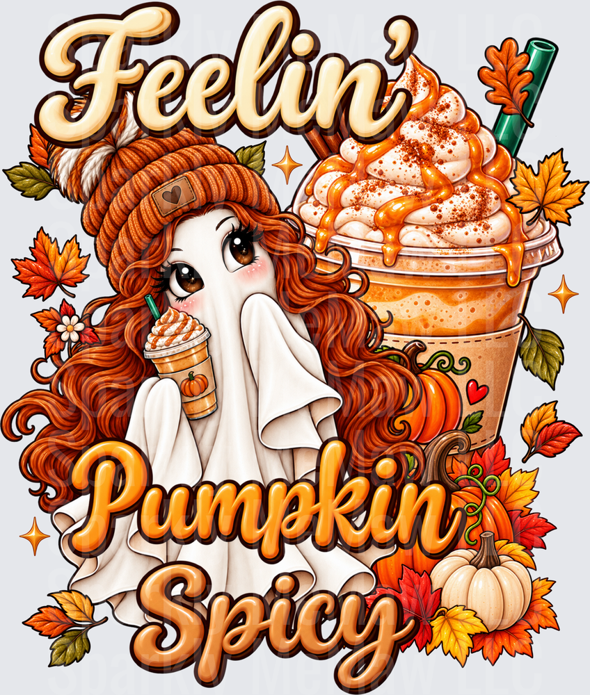 Feelin' Pumpkin Spicy Ghost Girl UV DTF Decal