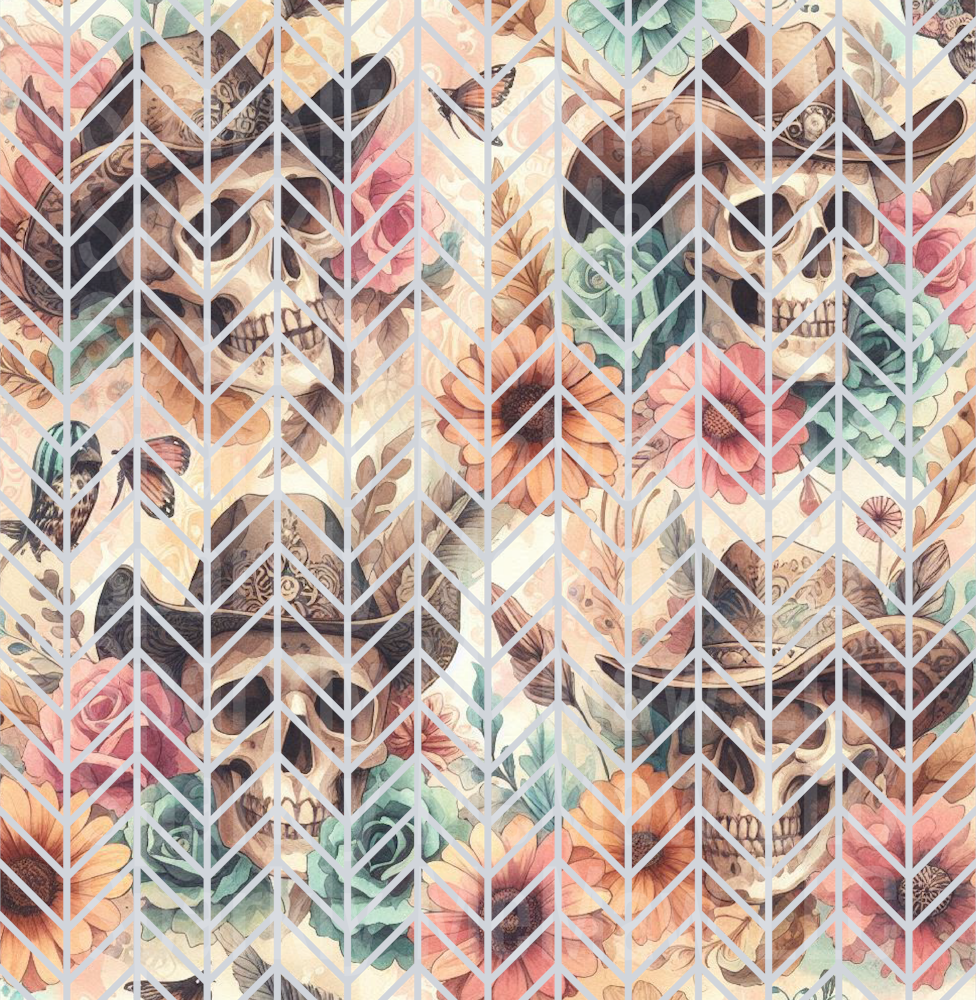 Western CowBoy Skull Cut N stick 10x10 uv dtf sheet