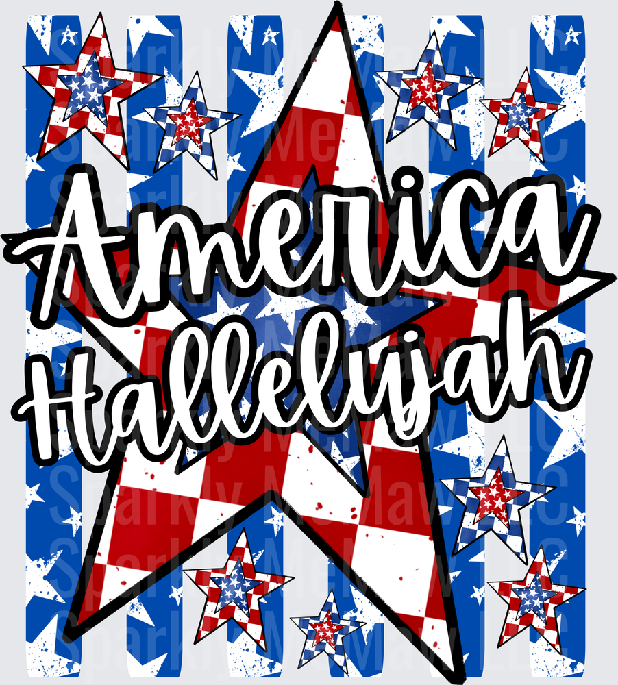 America Hallelujah Patriotic Star Design UV DTF Decal