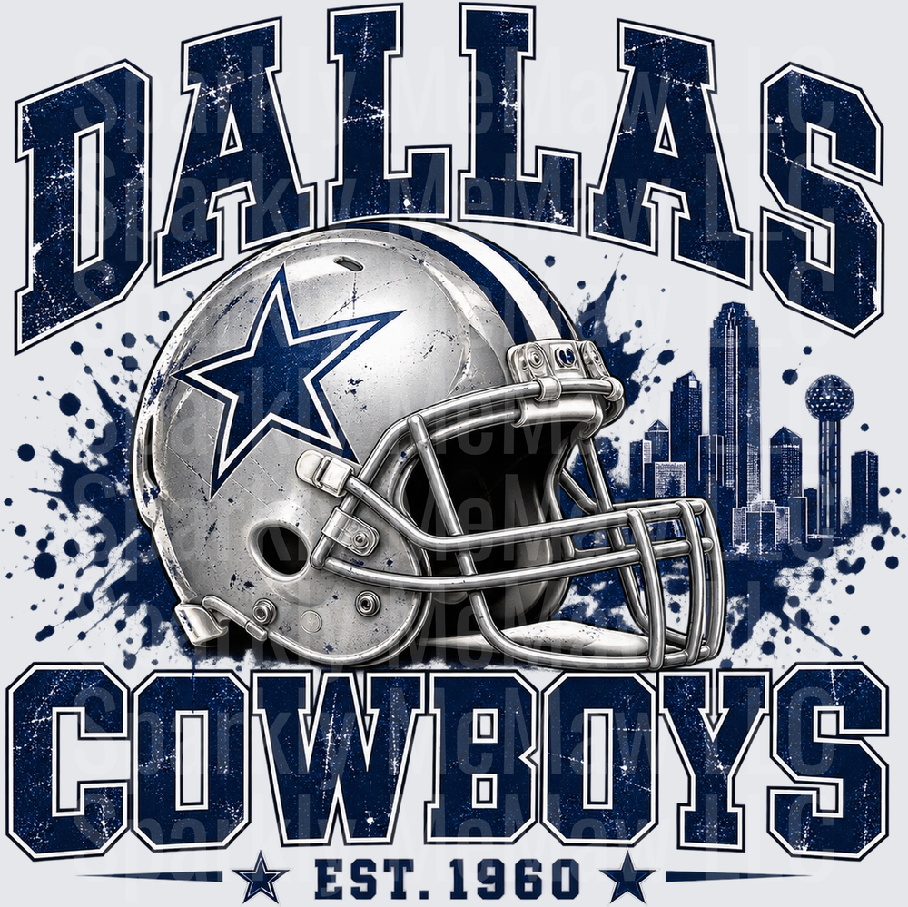Dallas Cowboys Helmet Skyline EST. 1960 DTF Transfer for Fabrics