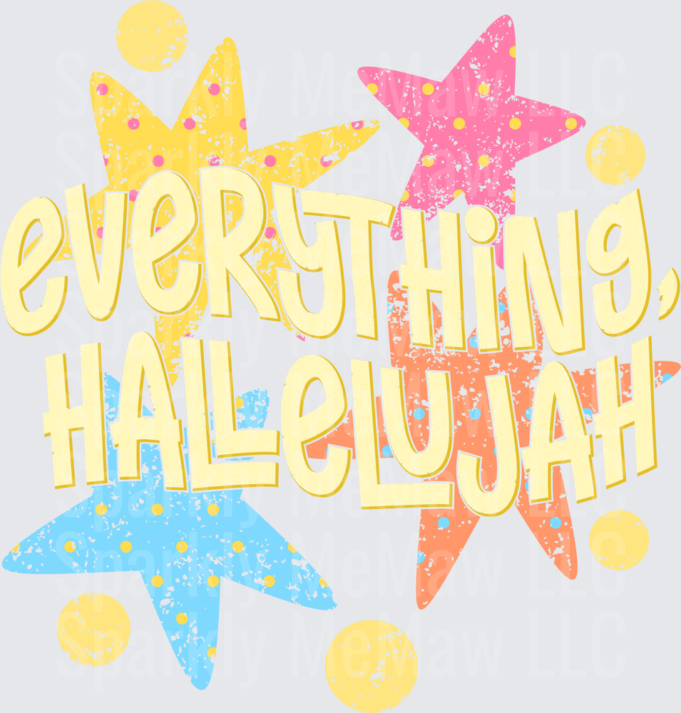 Everything Hallelujah Colorful Stars and Dots UV DTF Decal